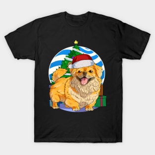 Pekingese Dog Cute Santa Christmas Gift T-Shirt